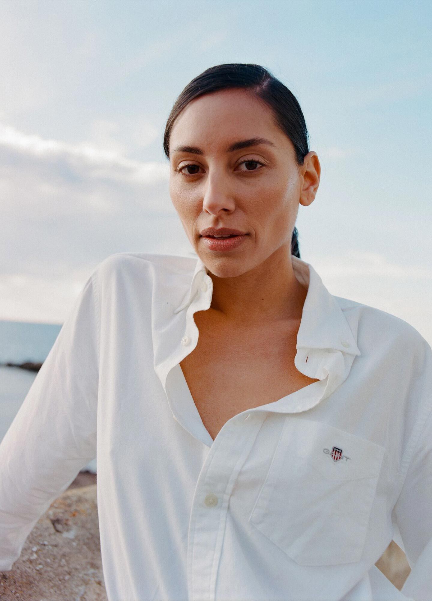 Stretch Oxford-Bluse