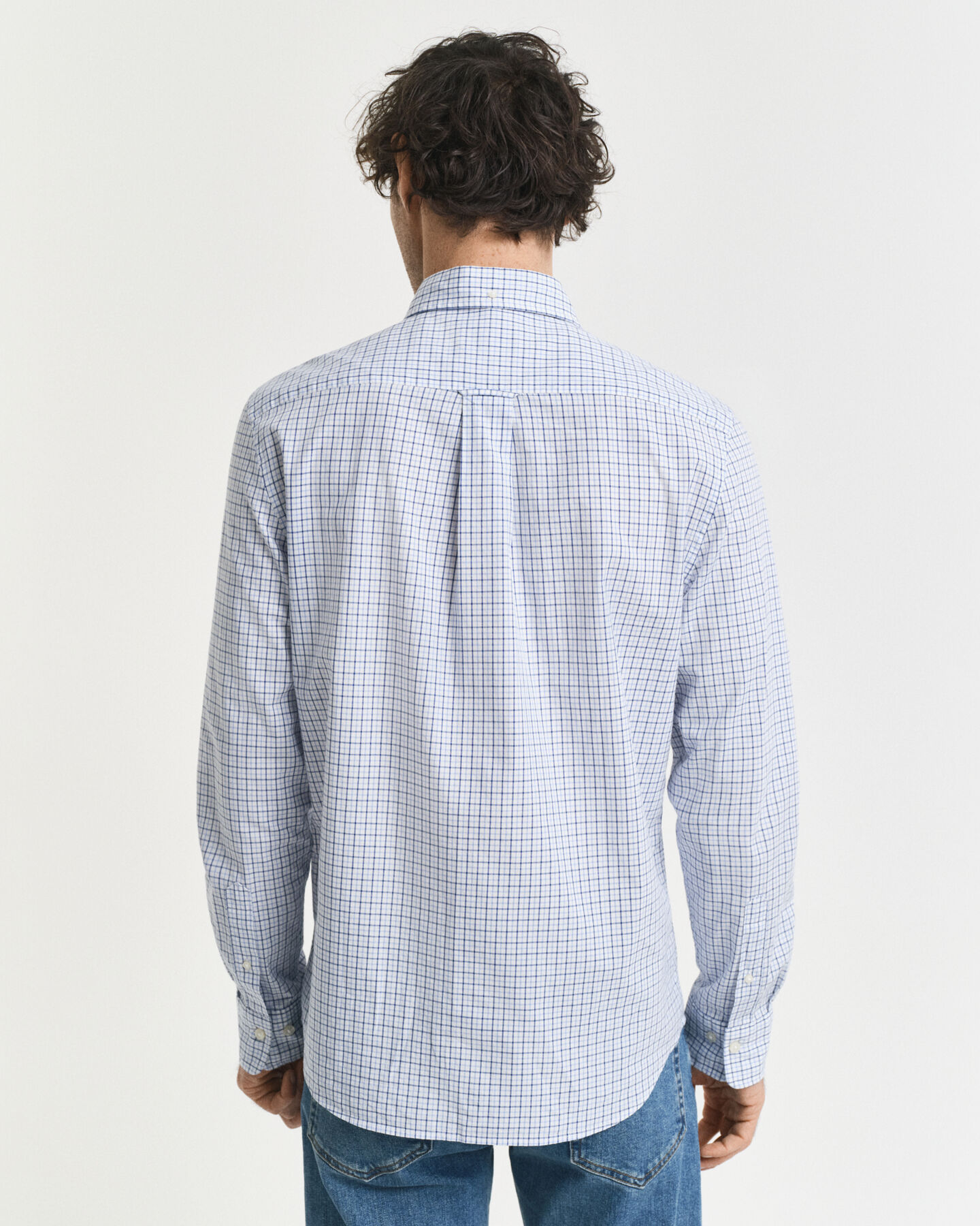 Regular Fit Classic Popeline Hemd mit Mikro-Karomuster