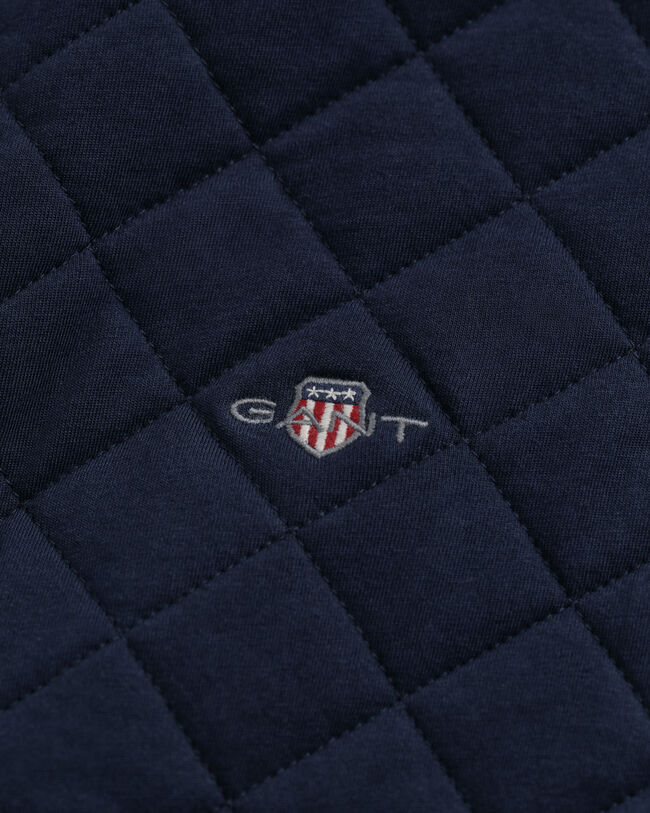 Gesteppte Sweatjacke mit Rei&szlig;verschluss und Cord-Kragen