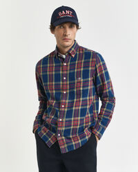 Regular Fit Indigo Twill Hemd mit Karomuster