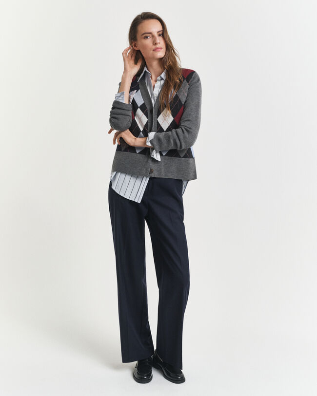 Argyle V-Neck Strickjacke