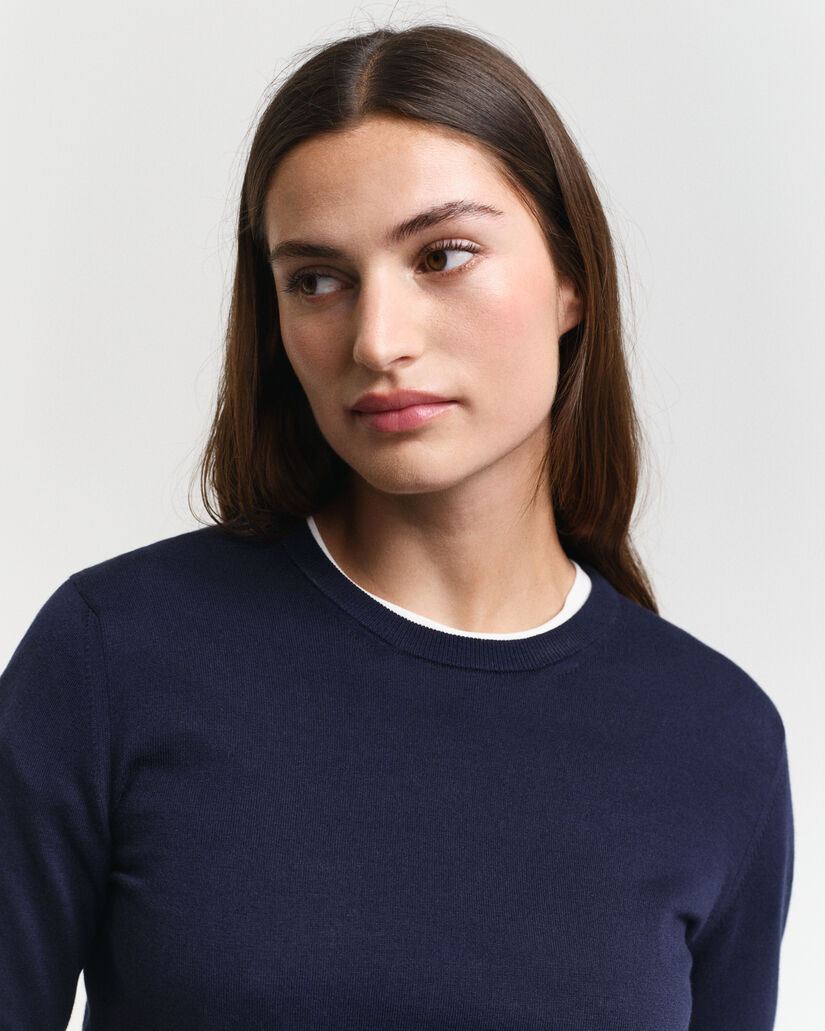 Feinstrick Rundhalspullover