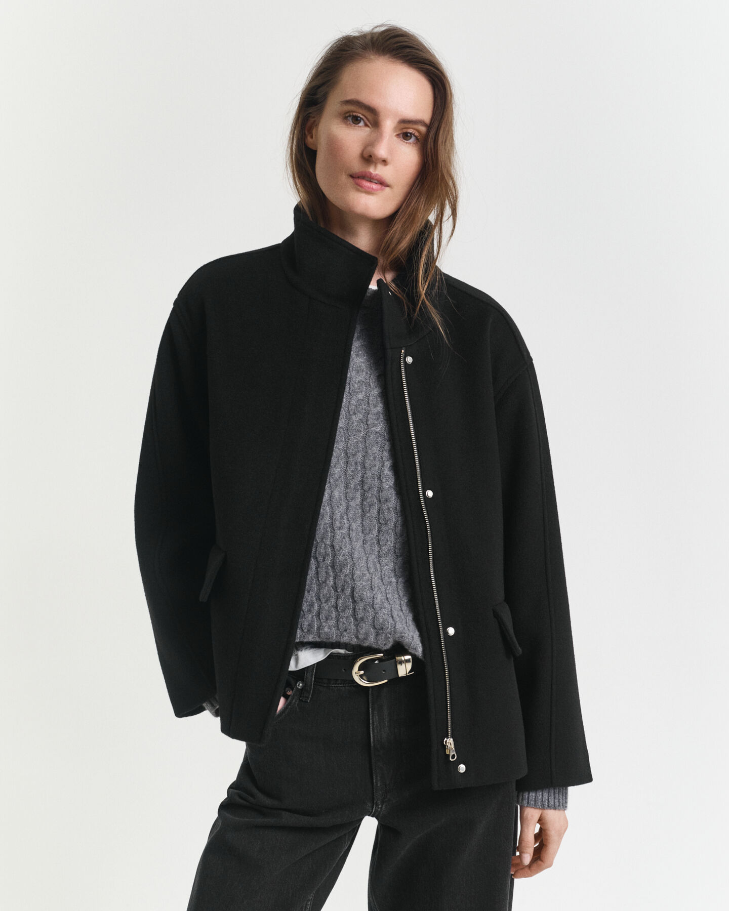 Kurze Rei&szlig;verschlussjacke aus Wolle