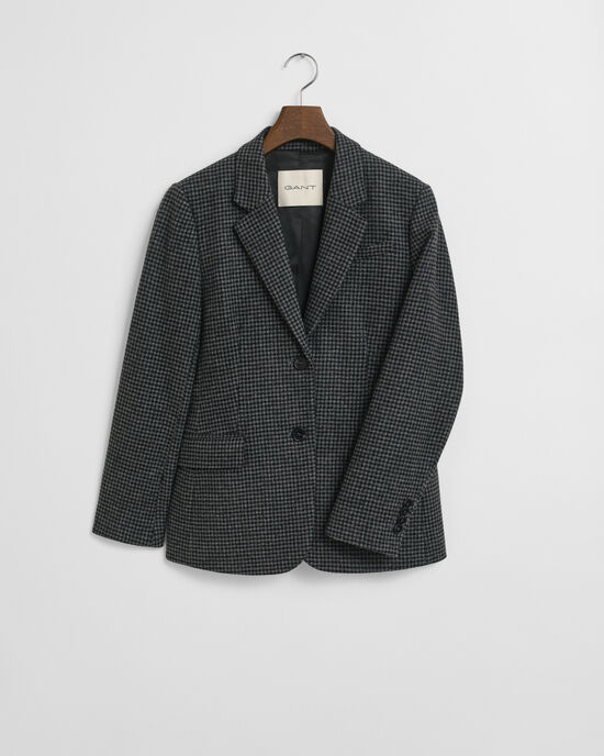 Regular Fit Houndstooth Blazer aus Wolle
