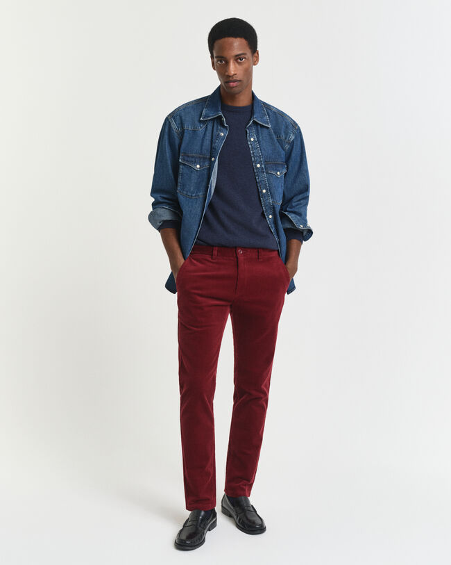 Slim Fit Cord Chinohose