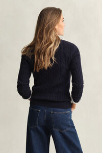 V-Neck Pullover mit Zopfmuster
