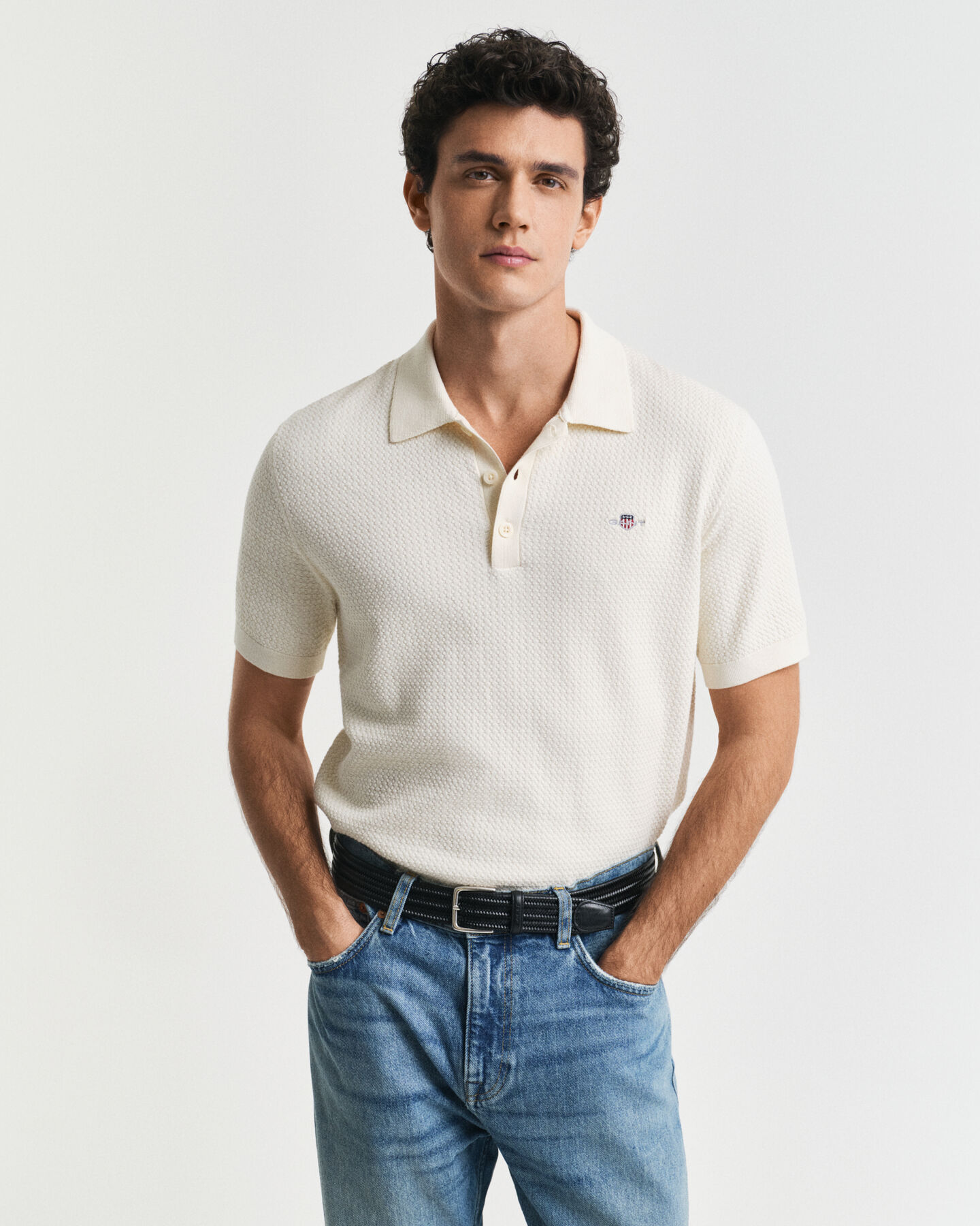Poloshirt aus strukturierter Baumwolle