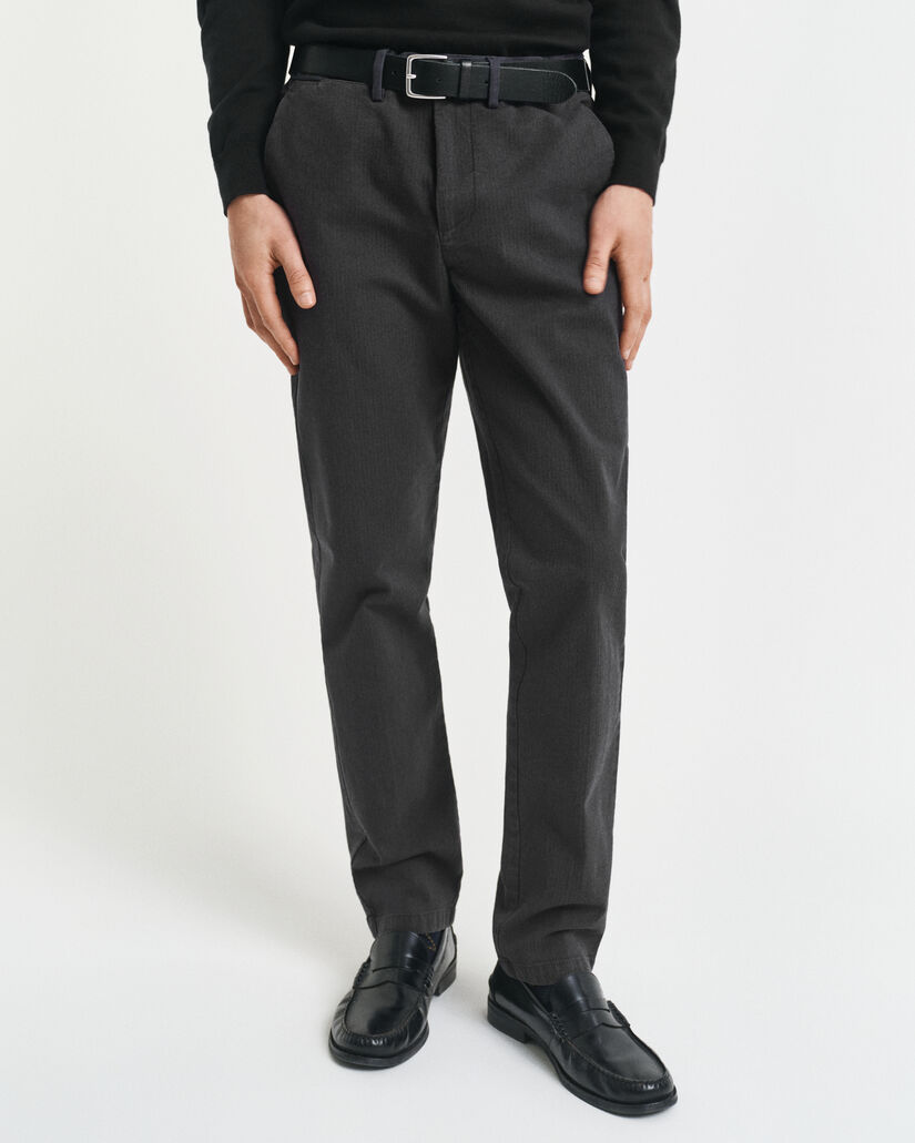 Slim Fit Herringbone Hose aus Baumwolle