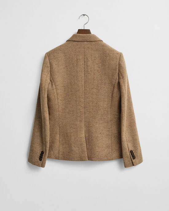 Slim Fit Wollblazer mit Fischgr&auml;tmuster