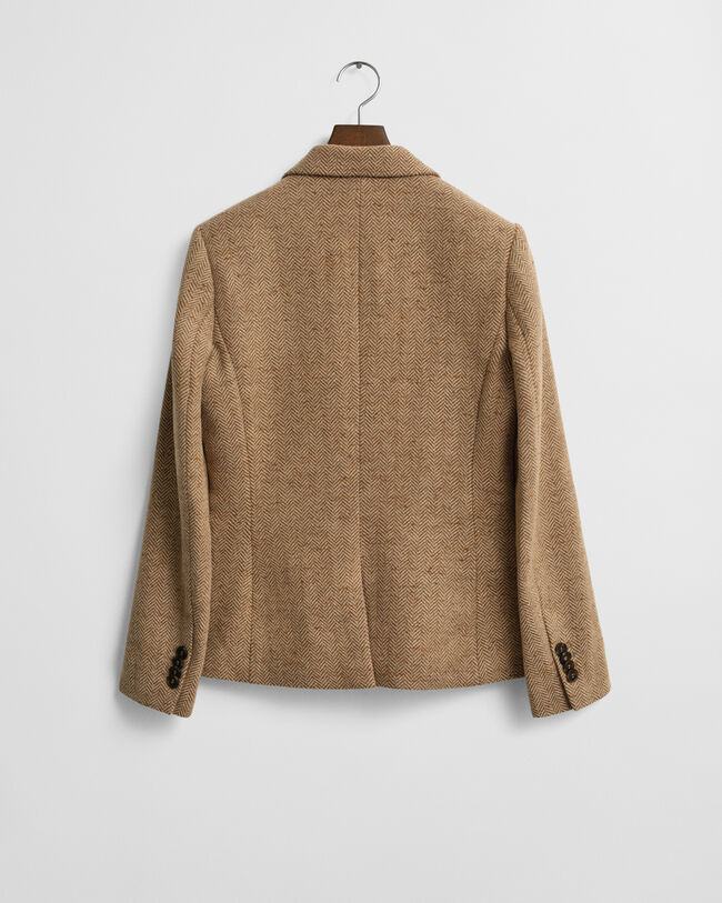 Slim Fit Wollblazer mit Fischgr&auml;tmuster