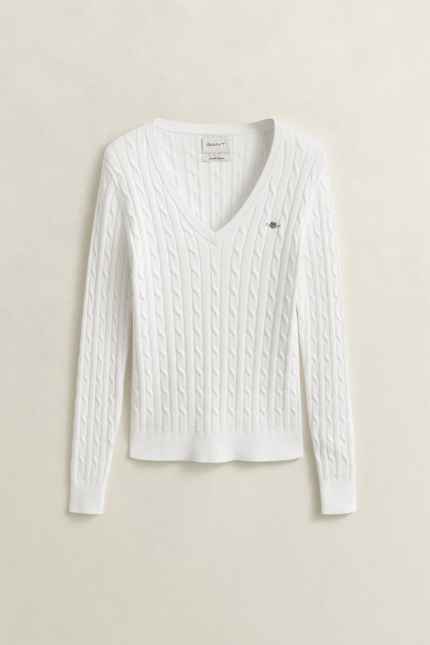 V-Neck Pullover mit Zopfmuster