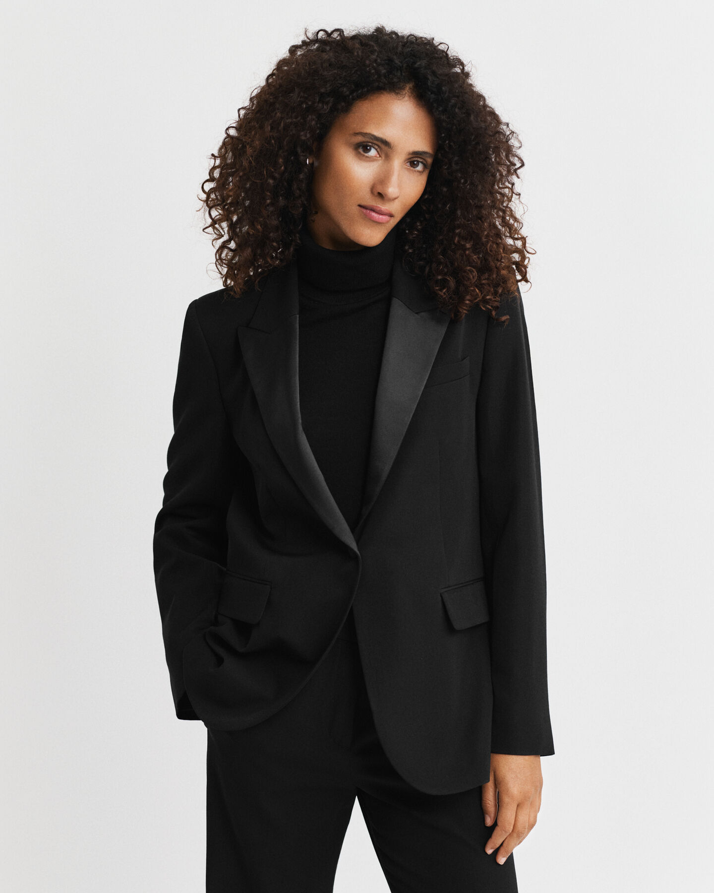 Regular Fit Tuxedo Blazer aus Wollmischung