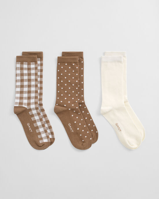 3er-Pack Socken Punkte & Vichy-Karo