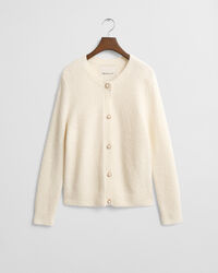 Boucl&eacute; Rundhalsstrickjacke