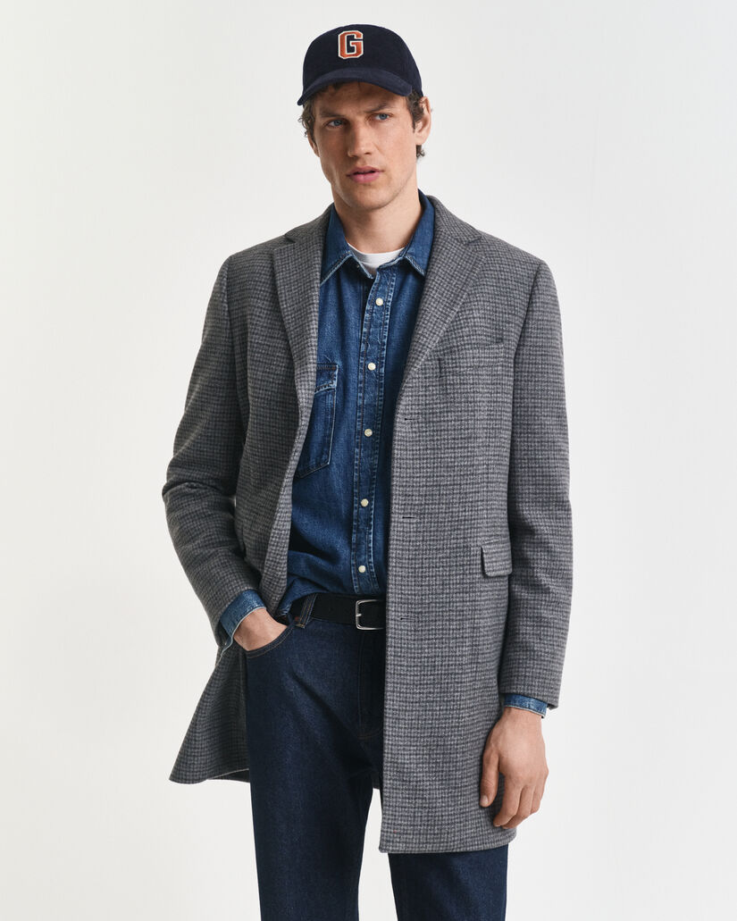 Zweifarbiger Wollmantel