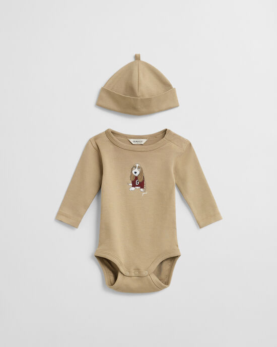 Baby Body und Beanie mit Hunde-Print