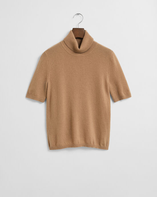 Kurz&auml;rmeliger Rollkragenpullover aus Kaschmir