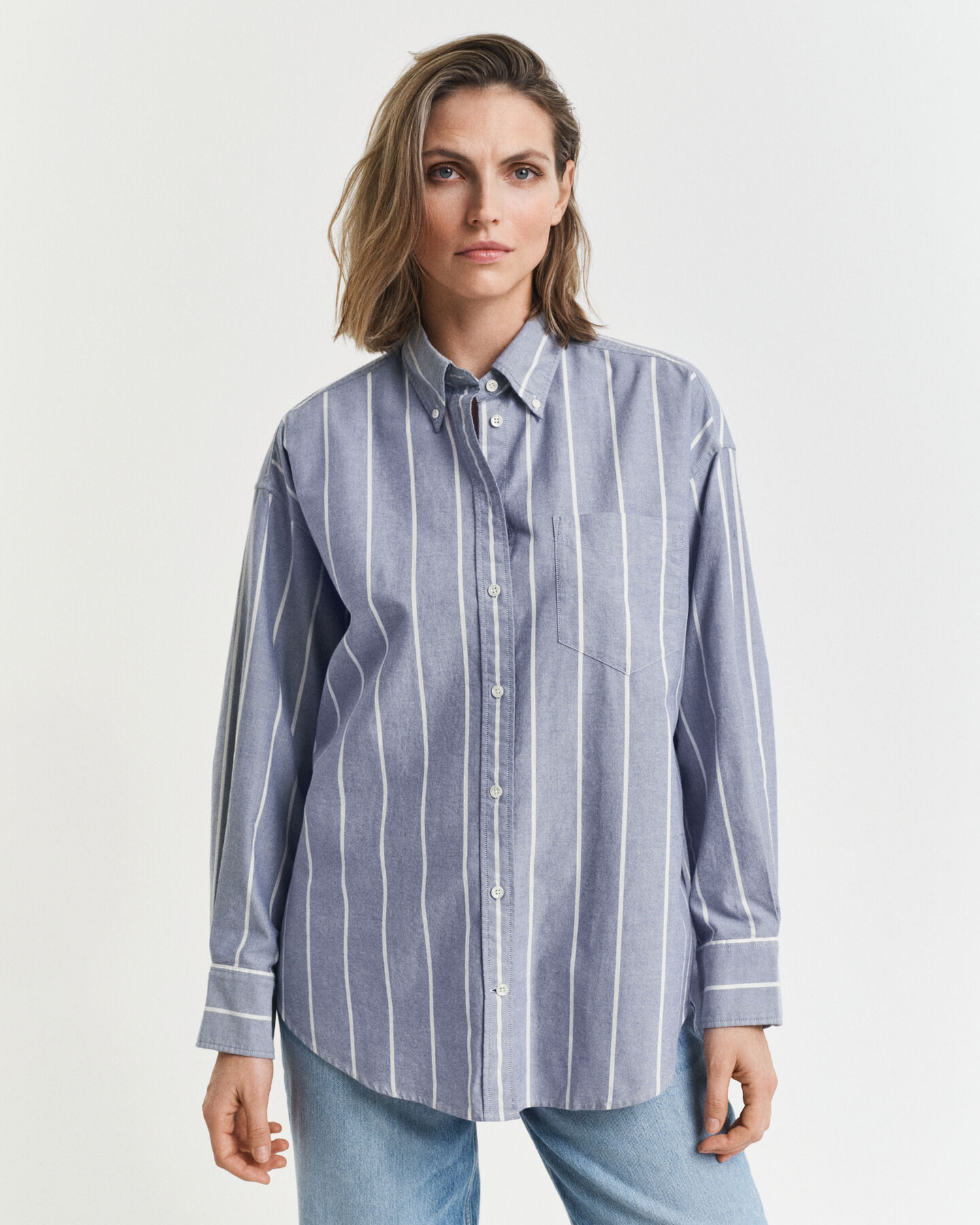 Oversized Fit Classic Oxford-Bluse