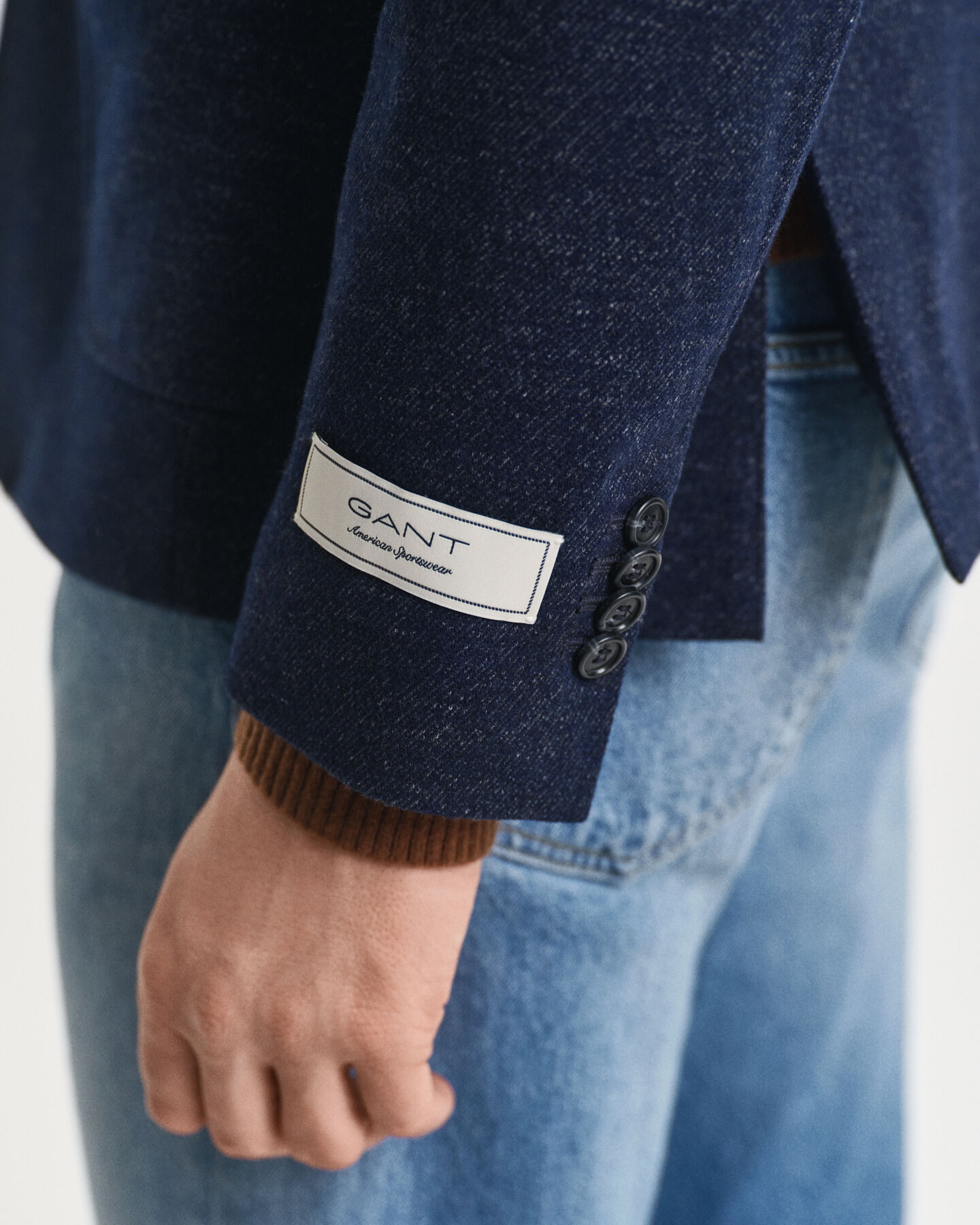 Zweifarbiges Sakko aus Woll-Baumwoll-Jersey