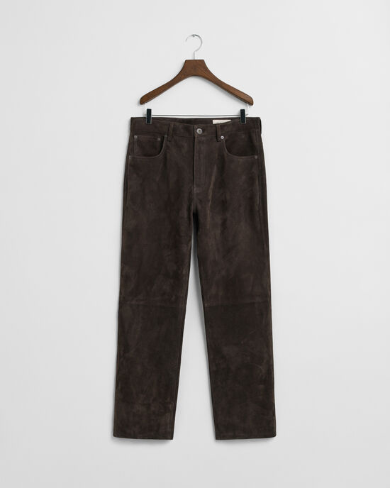 Straight Fit Jeans aus Veloursleder