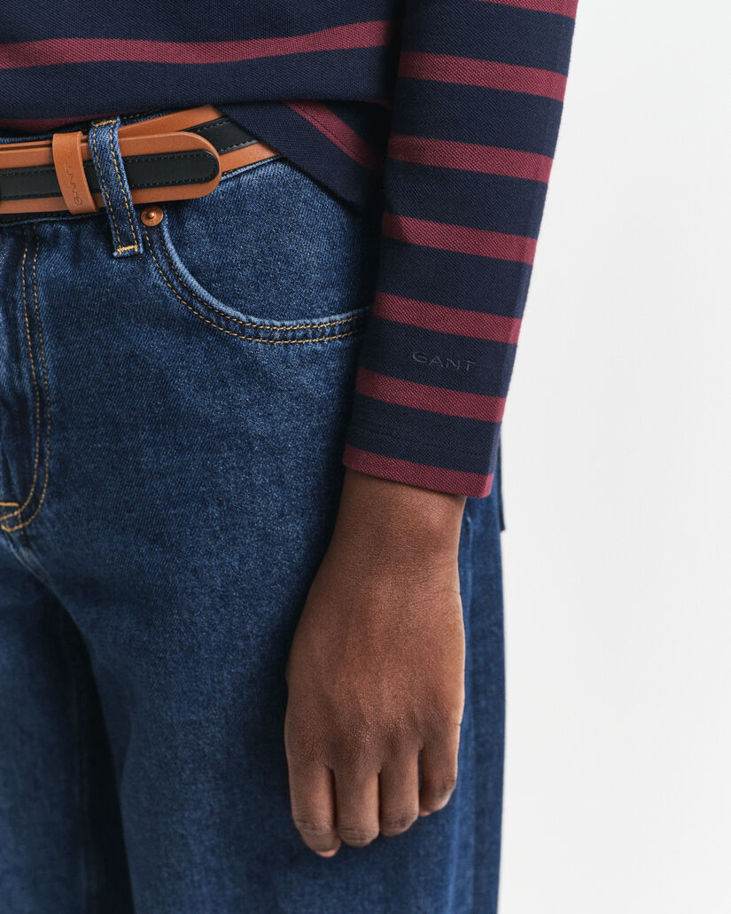 Breton Striped Piqu&eacute; Langarm-Poloshirt