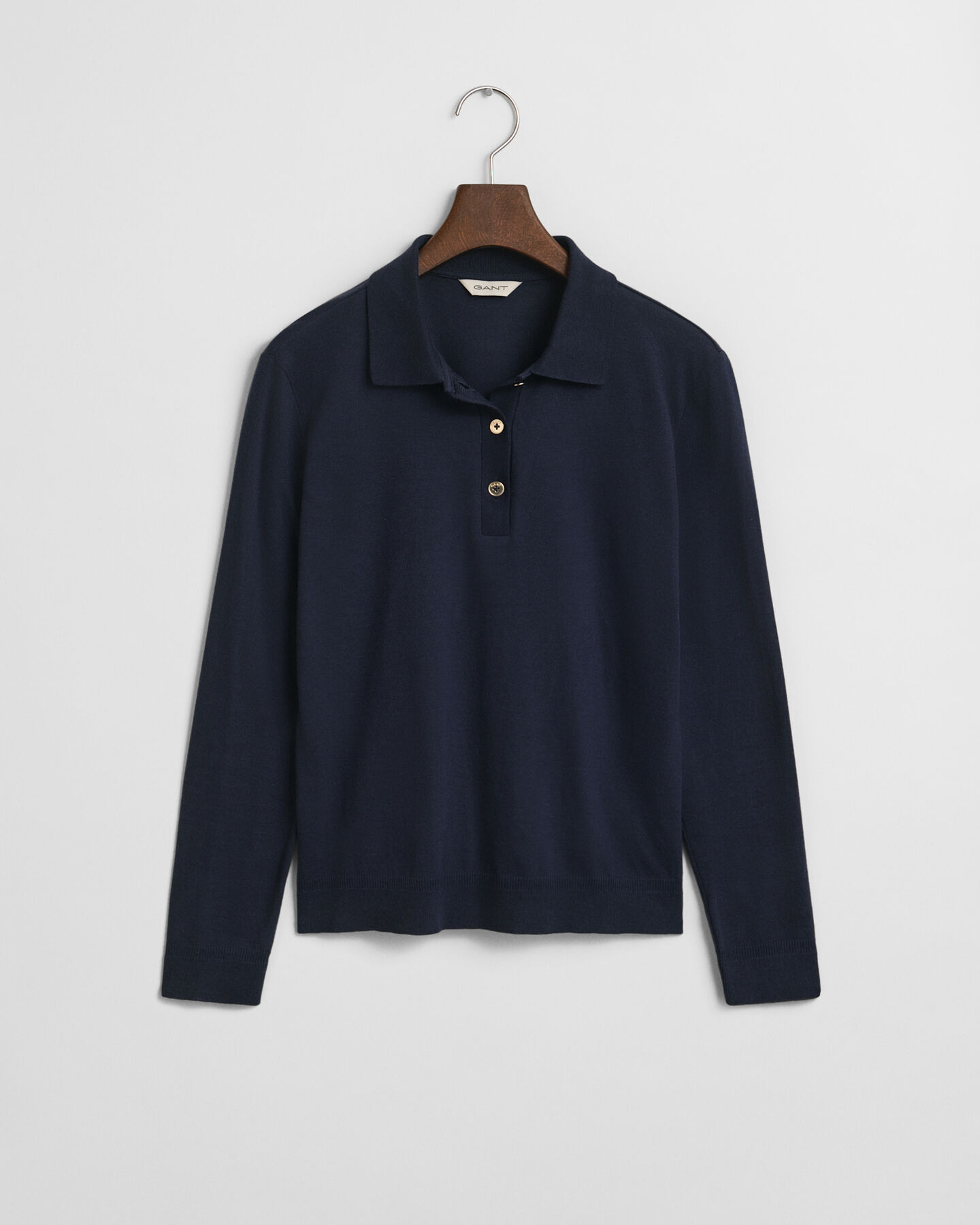 Nahtloses Langarm-Poloshirt mit Kn&ouml;pfen