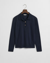 Nahtloses Langarm-Poloshirt mit Kn&ouml;pfen