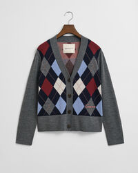 Argyle V-Neck Strickjacke