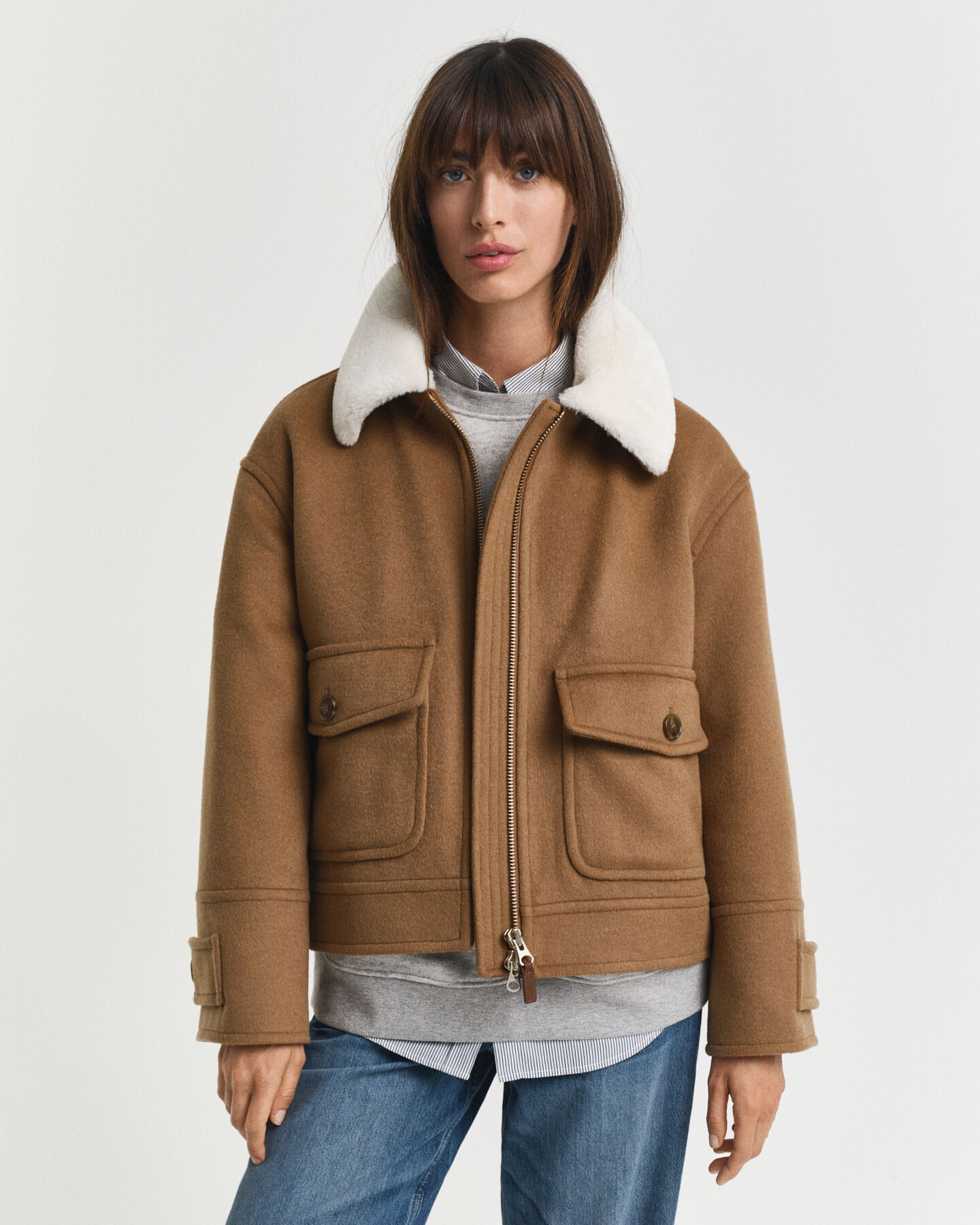 Flight Jacke aus Wollgemisch