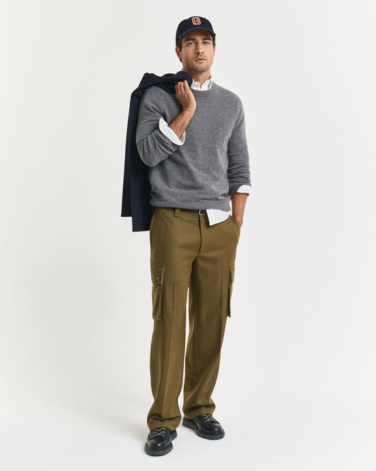 Relaxed Fit Cargohose aus Wollmix