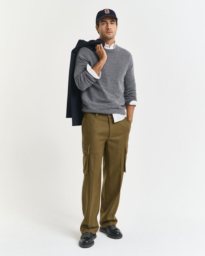 Relaxed Fit Cargohose aus Wollmix
