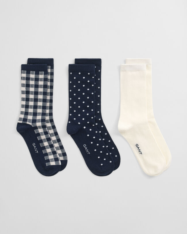 3er-Pack Socken Punkte & Vichy-Karo