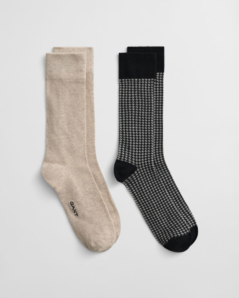 2er-Pack Houndstooth Socken mit Muster in Geschenkbox