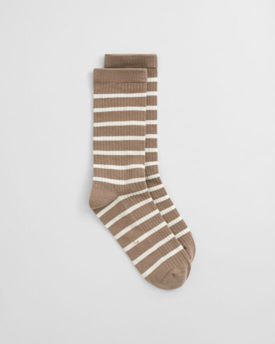 Gerippte Socken mit Marinestreifen