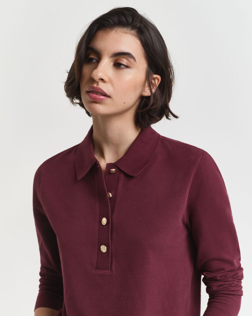 Langarm-Poloshirt aus Piqu&eacute;