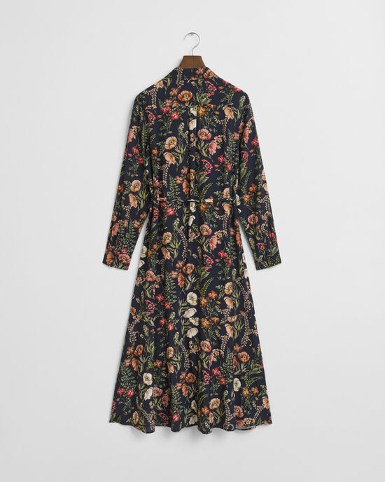Midi-Hemdblusenkleid mit Blumen-Print