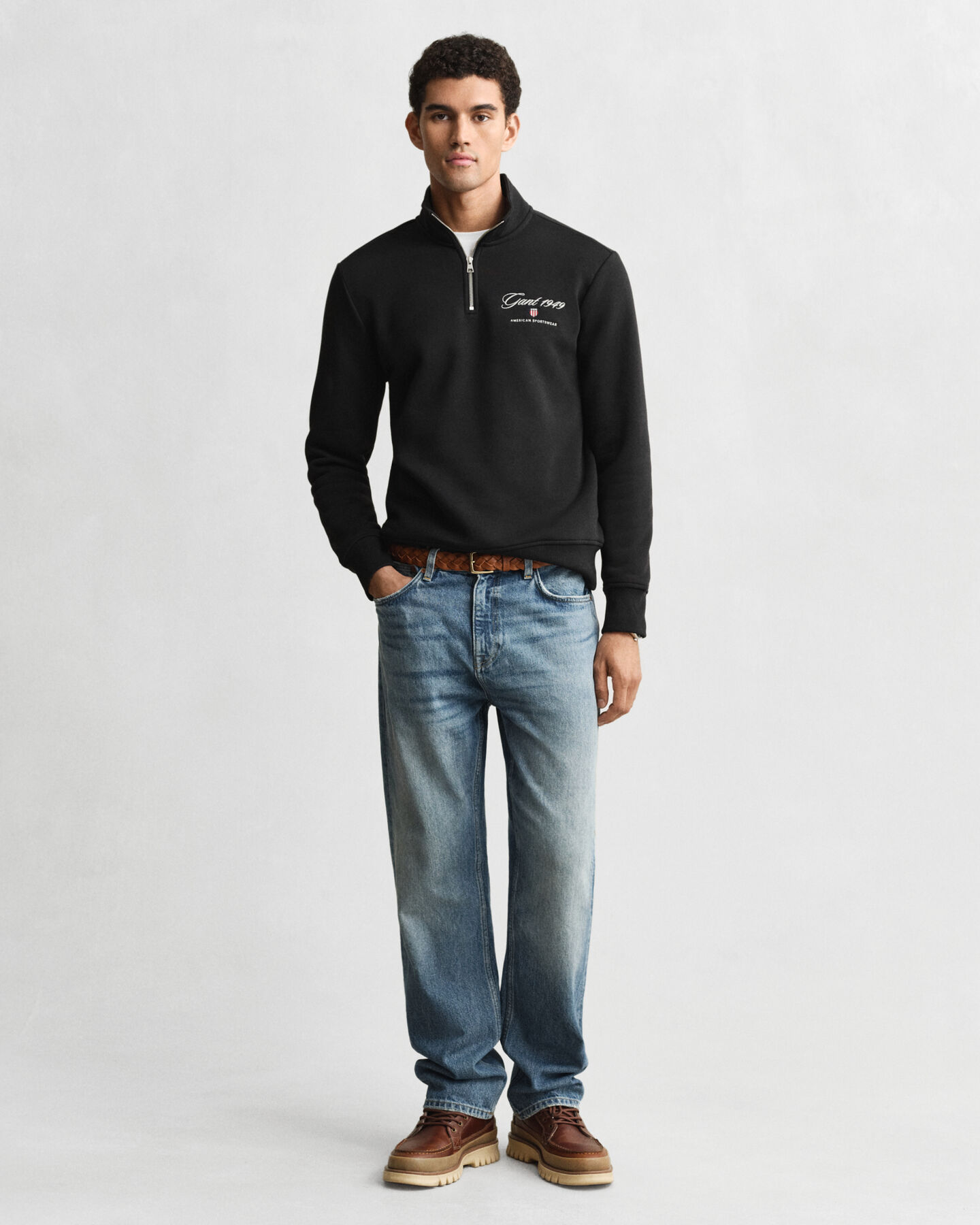 1949 Graphic Sweatshirt mit Rei&szlig;verschlusskragen