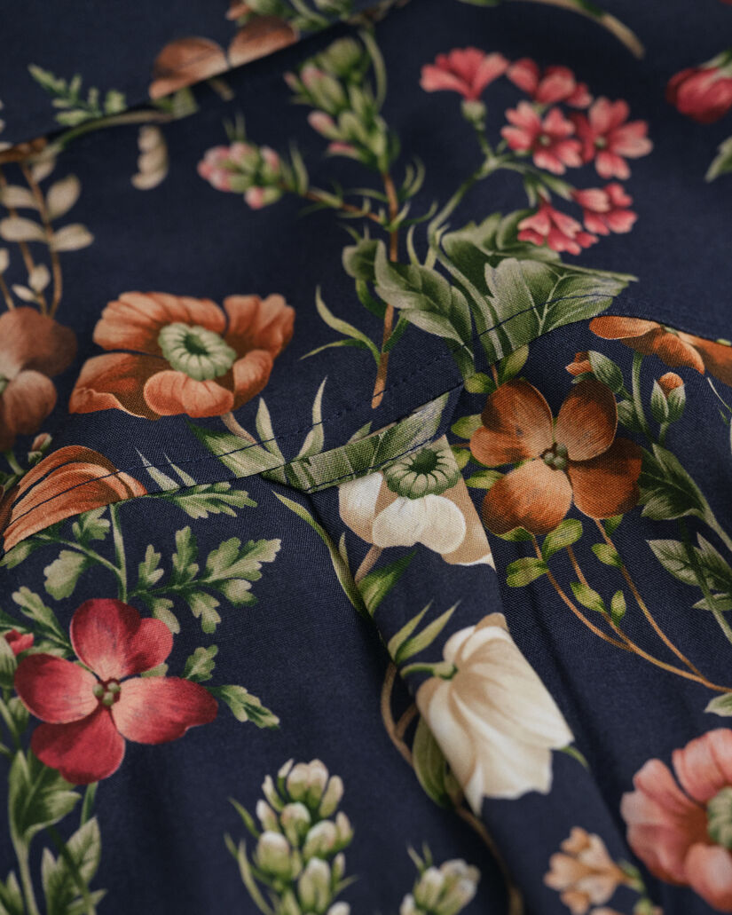 Midi-Hemdblusenkleid mit Blumen-Print