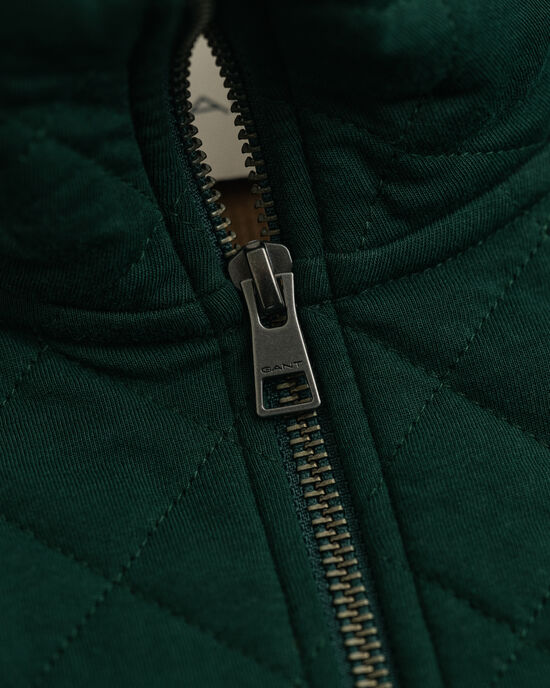 Gesteppte Sweatjacke mit Rei&szlig;verschluss und Cord-Kragen