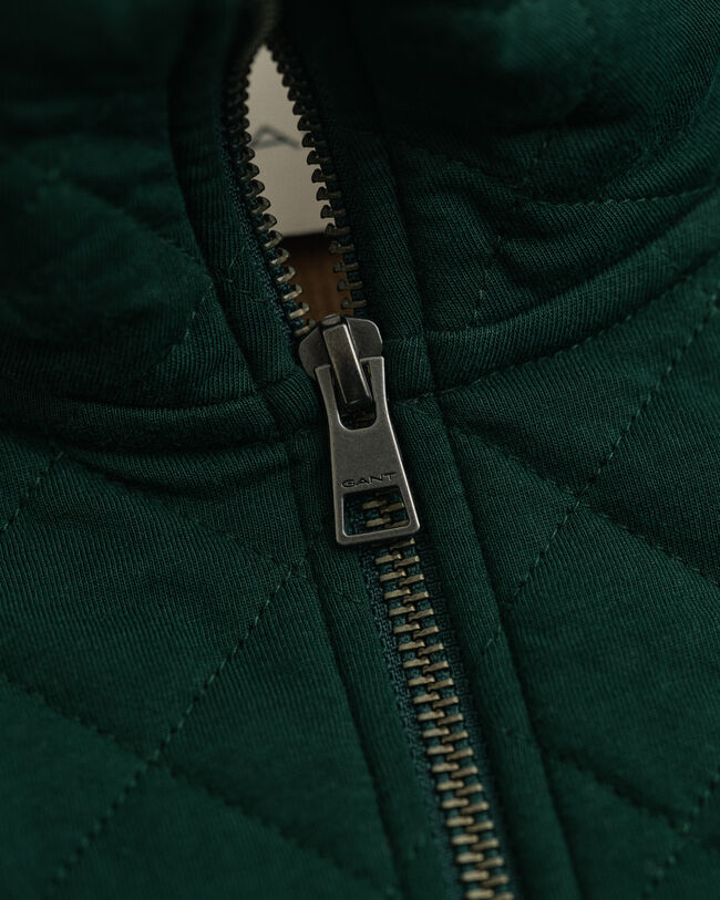 Gesteppte Sweatjacke mit Rei&szlig;verschluss und Cord-Kragen