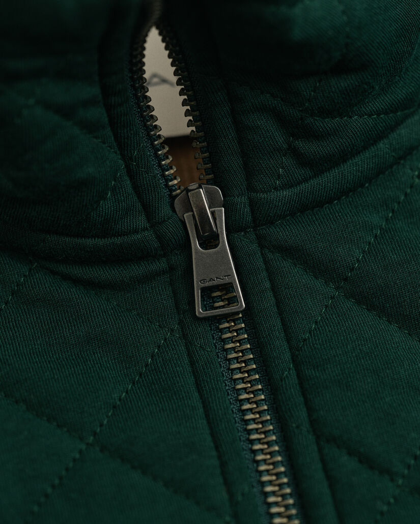 Gesteppte Sweatjacke mit Rei&szlig;verschluss und Cord-Kragen