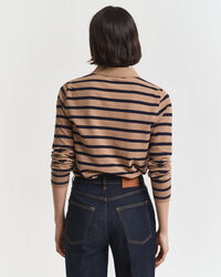 Breton Striped Piqu&eacute; Langarm-Poloshirt