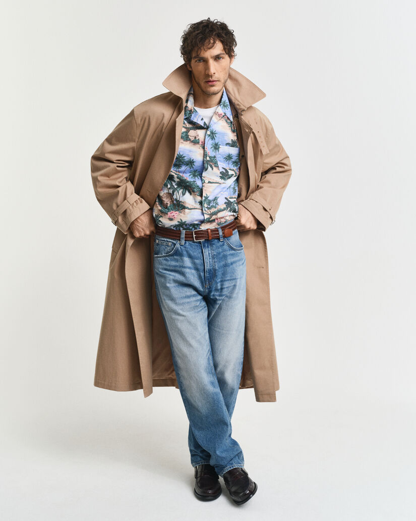 Relaxed Fit Resort Hemd mit Insel-Print