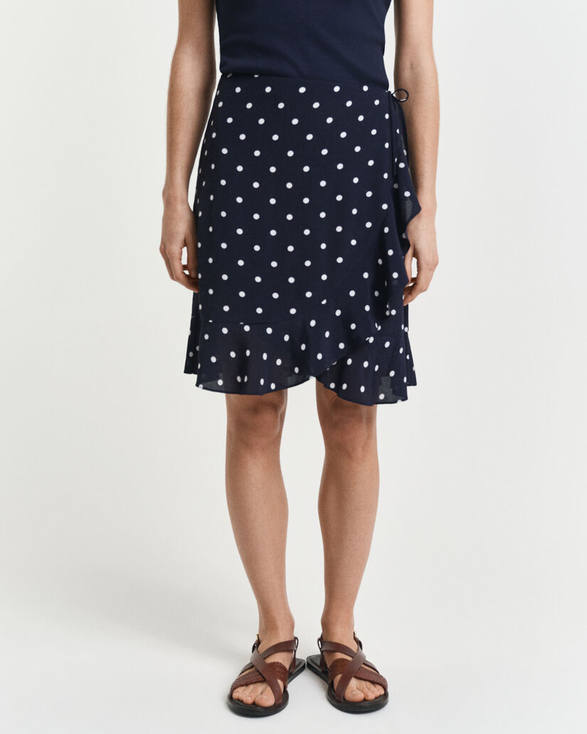 Rock mit R&uuml;schen und P&uuml;nktchen-Print