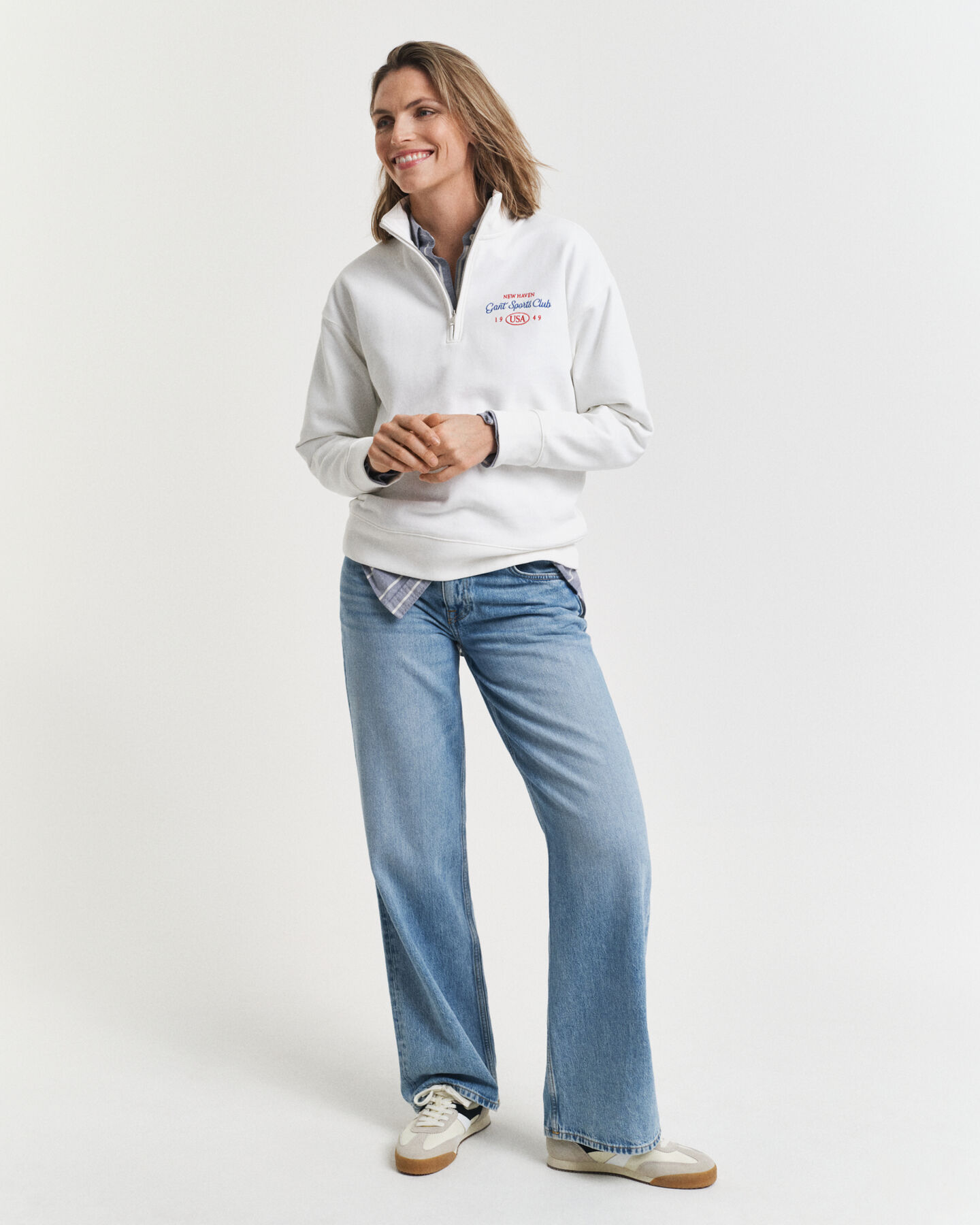 Graphic Sweatshirt mit Rei&szlig;verschlusskragen