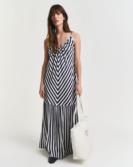 Chevron Maxikleid mit Streifen