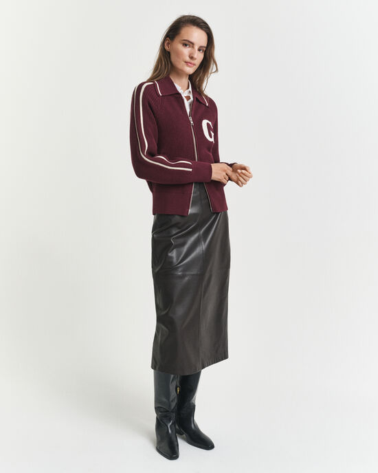 Bleistiftrock aus Leder in Midil&auml;nge