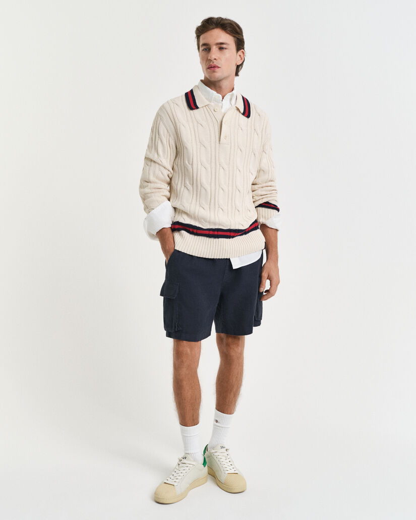 Zopfstrick Polopullover