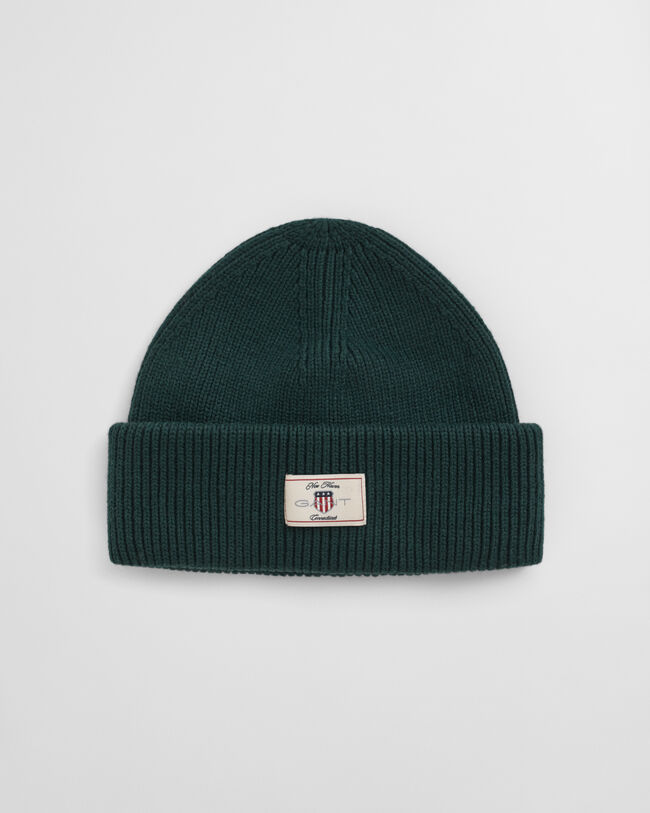 Gerippte Beanie aus Baumwollgemisch