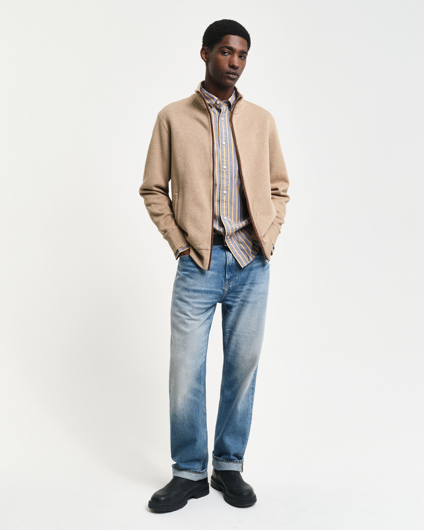 Sacker Rib Strickjacke mit Rei&szlig;verschluss